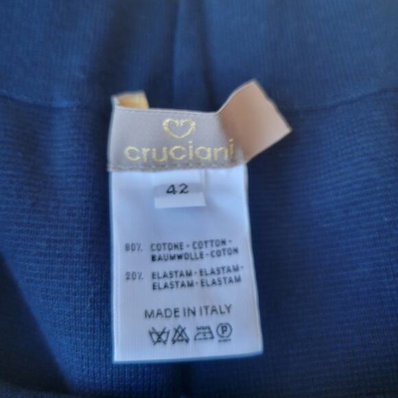 Cruciani Wide Leg Knit Cotton Cropped Pants Navy 42 Medium 6 - Picture 5 of 6